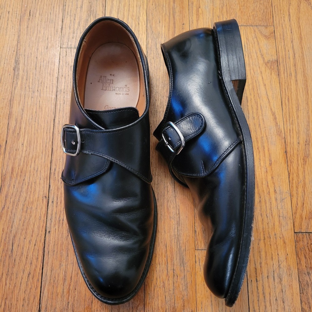 Allen Edmonds 10B Monk Strap Black Leather GARNER Dress Shoes Academia Business